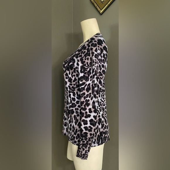 NWT JM Collection Cheetah-Print Crewneck Top, Gray Combo Women’s size Small - Picture 6 of 14